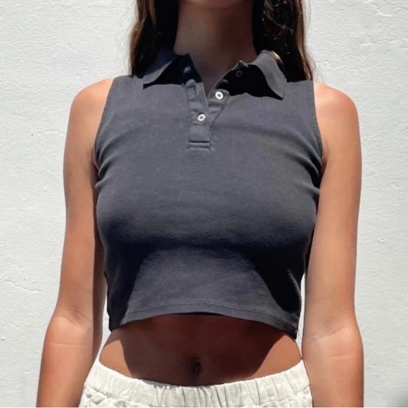 Brandy Melville Cropped Polo Shirt - Picture 1 of 4